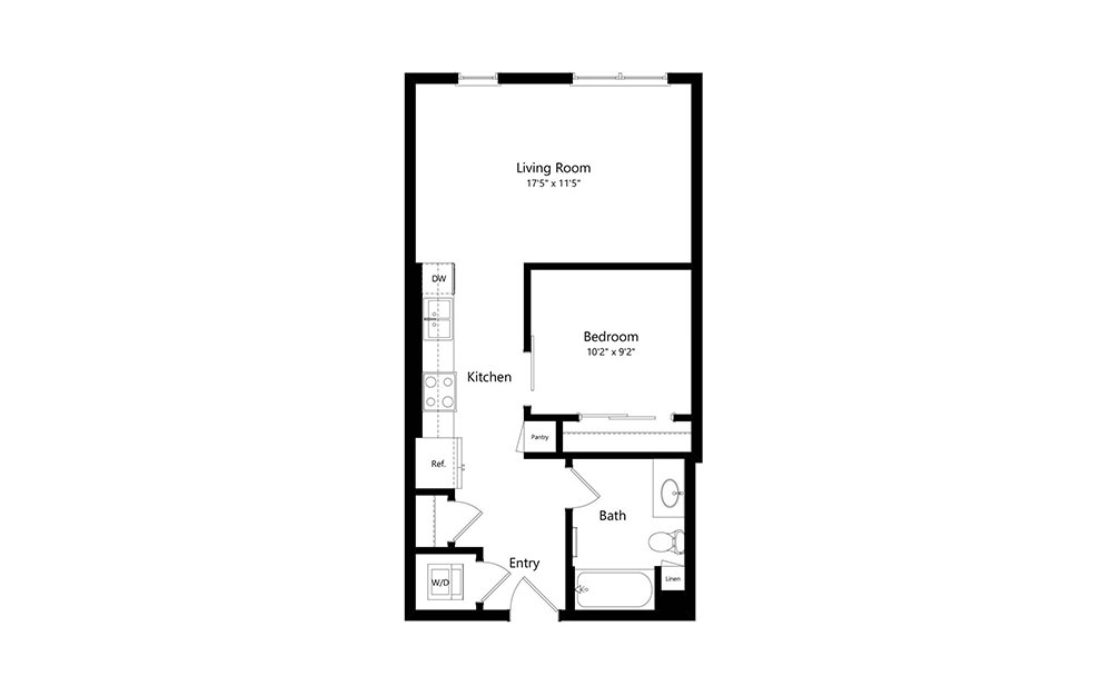 A1.2 - 1 bedroom floorplan layout with 1 bath and 620 square feet.