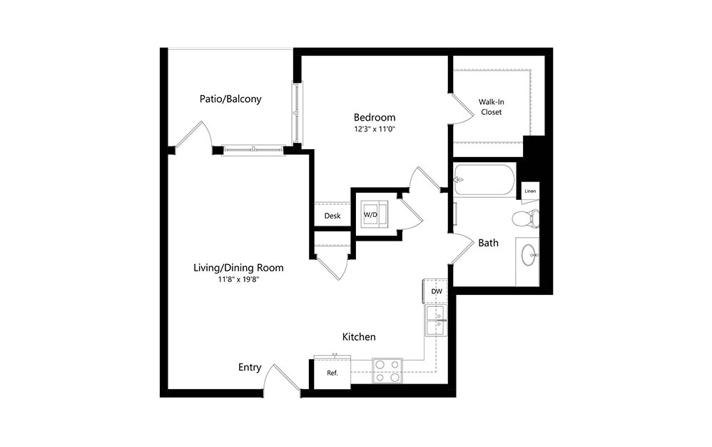 A5.1 - 1 bedroom floorplan layout with 1 bath and 761 square feet.