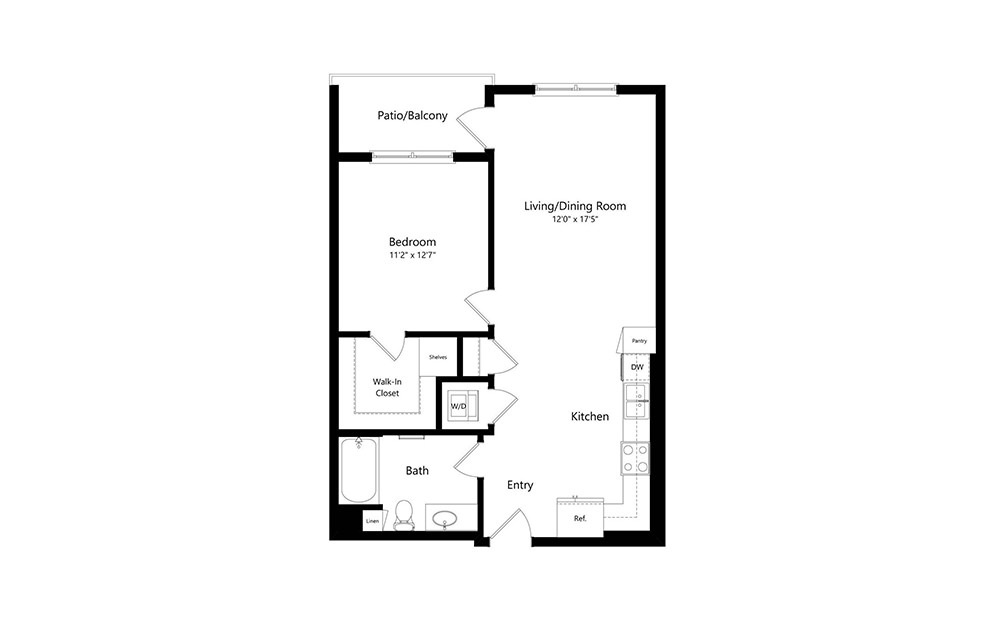A3.1 - 1 bedroom floorplan layout with 1 bath and 768 square feet.