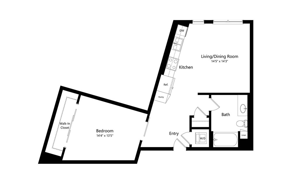 A0.1 - 1 bedroom floorplan layout with 1 bath and 747 square feet.