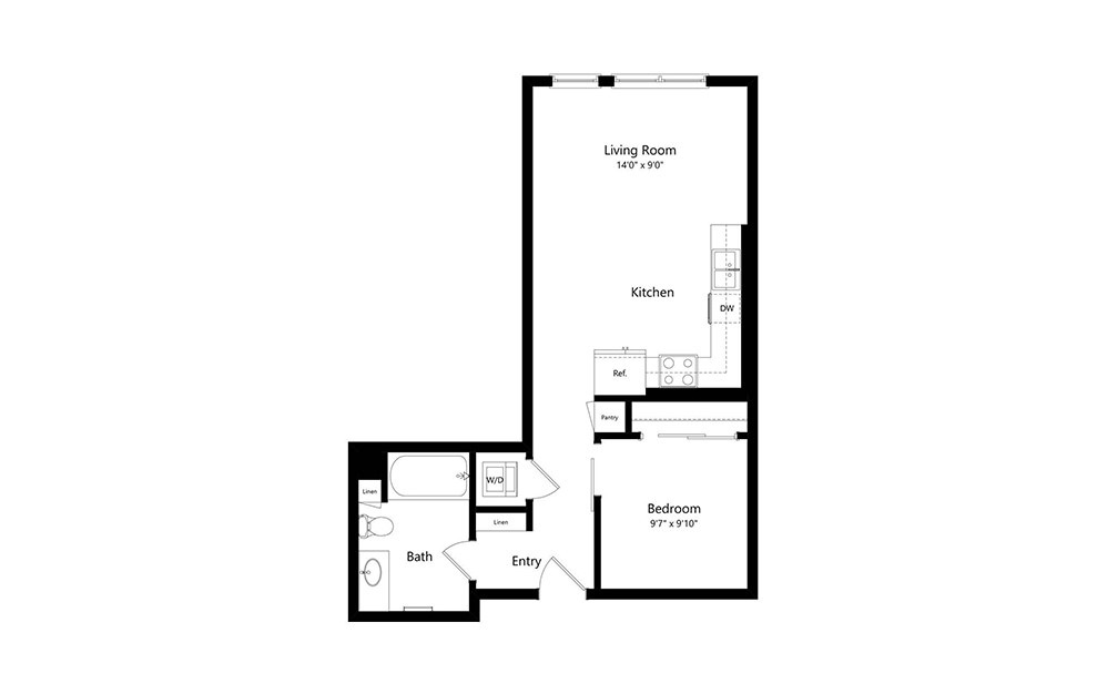 A0.2 - 1 bedroom floorplan layout with 1 bath and 625 square feet.